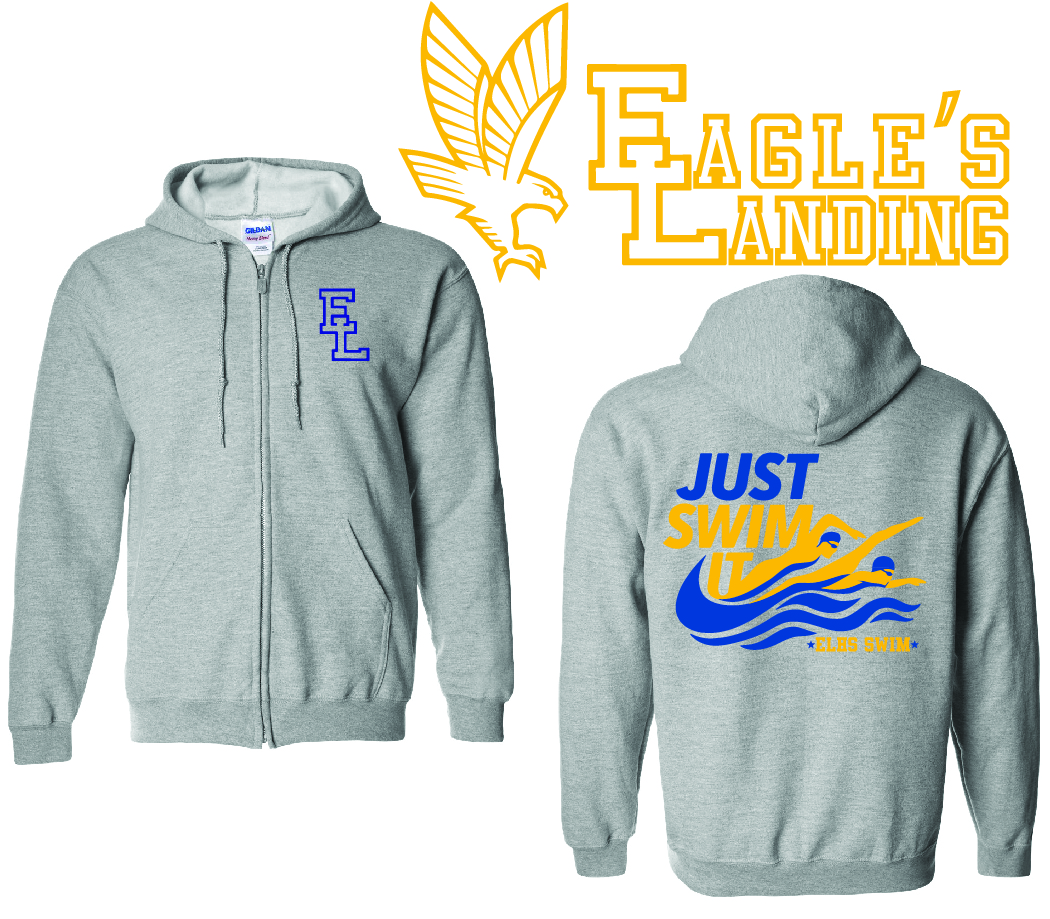 ELHS Swim Team Light Grey Zip-Up Hoodie